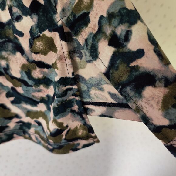 Susan Graver Liquid Knit Top 2X Multicolor Abstract Print Button-up Office Boho - Picture 7 of 16